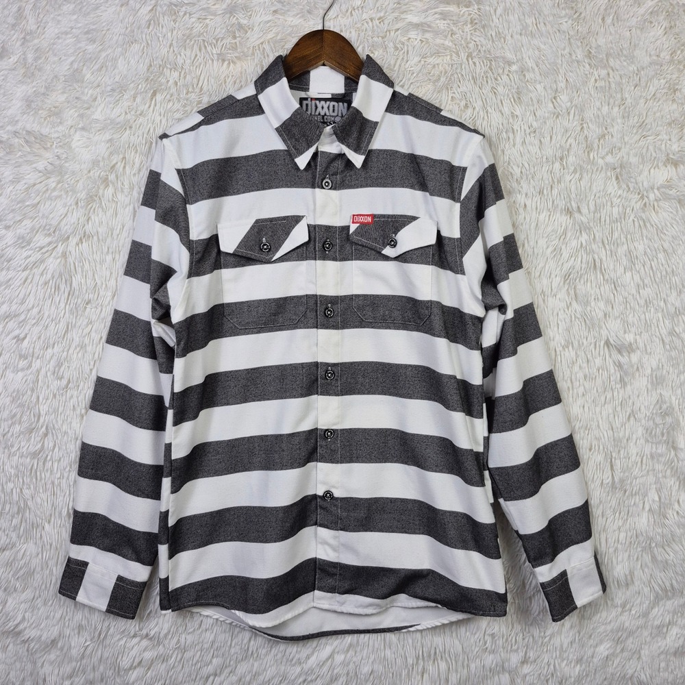 Dixxon Flannel Co The Tracker Shirt Mens Medium Black White Striped Button Down